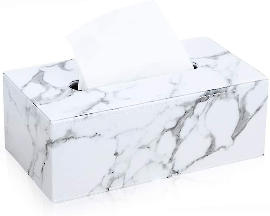 Rectangular Leather Tissue Box (marble)