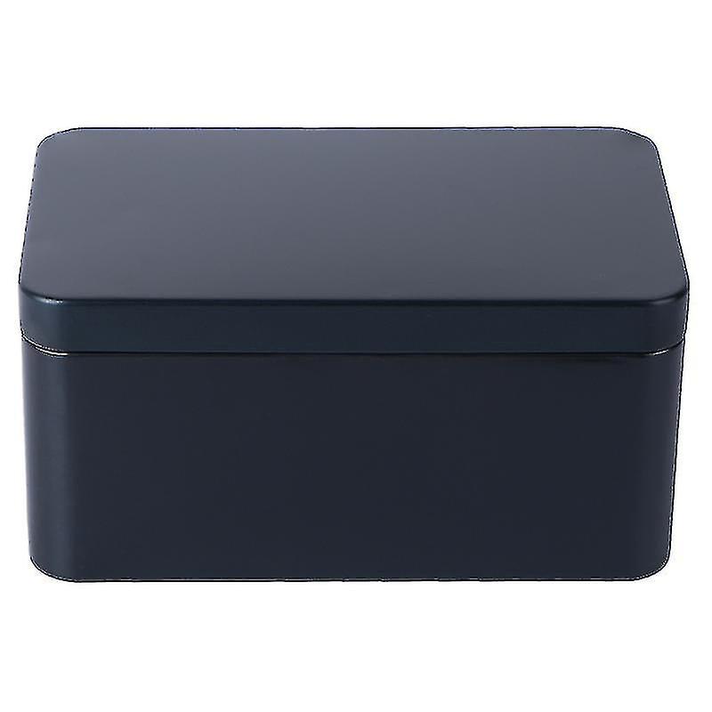 Rectangular Tinplate Box Mini Portable Tea Leaf Storage Container Candies Organizer Home Storage Box - 13x8x6cm (black)