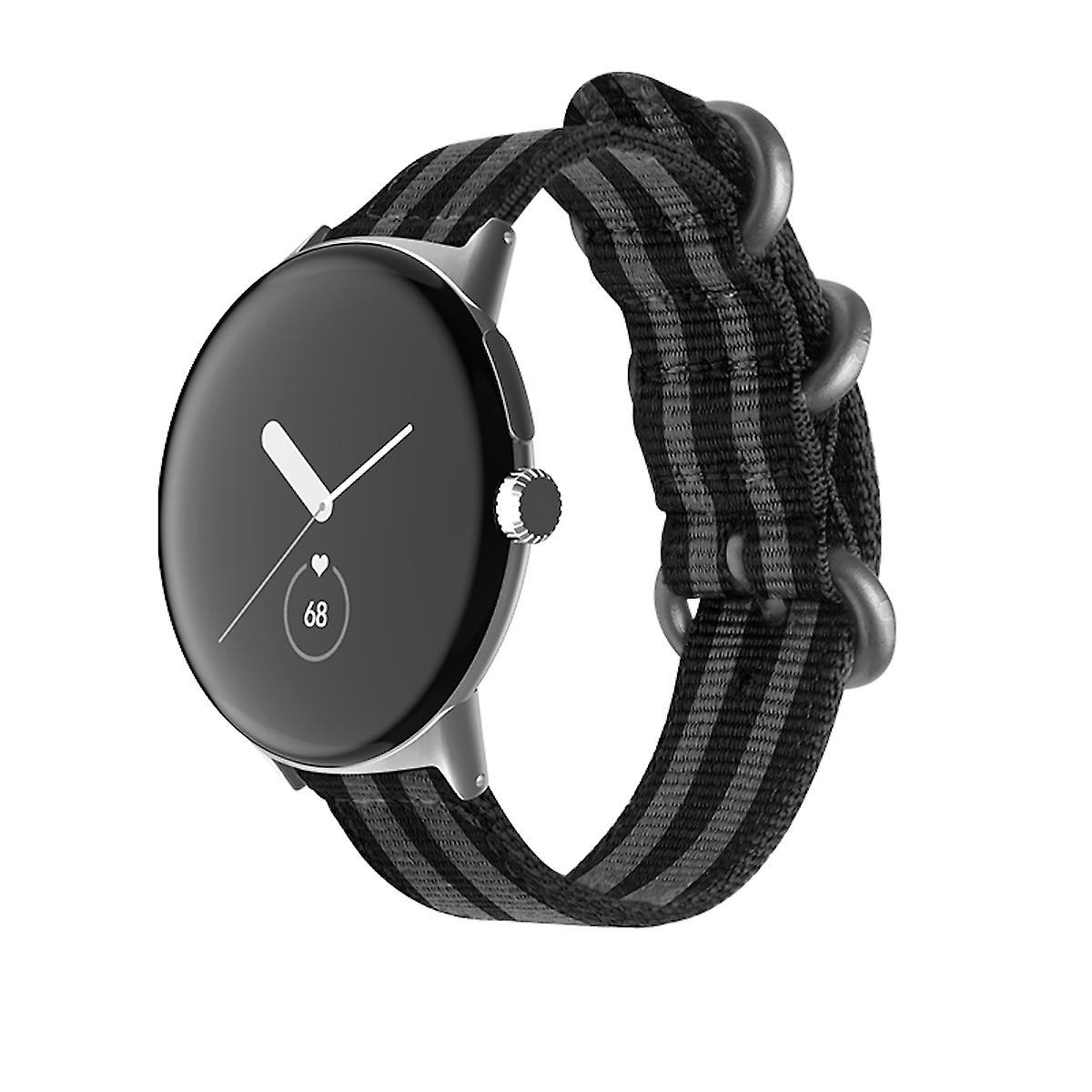 For Google Pixel Watch 3 41mm / 2 / 1 Nylon Armvand Black / Gray