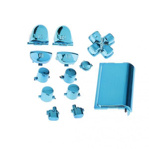 2X Replacement Chrome Plating Buttons and Touchpad for PS4 Controller-Blue