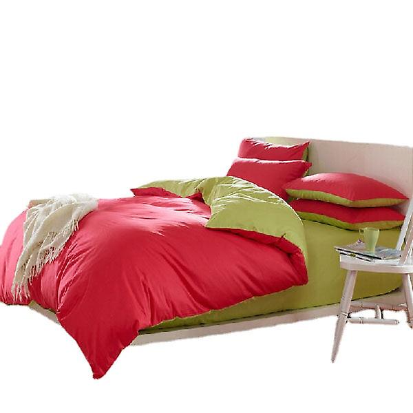 Pure Cotton Bedding Sets - 3 Or 4pcs, Brick Red & Green, Assorted Plain Colors