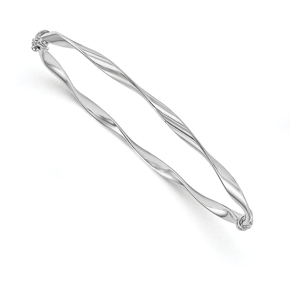 3mm 10Kホワイトゴールドツイスト安全留めポリッシュヒンジ付きバングルブレスレットカフブレスレット女性用