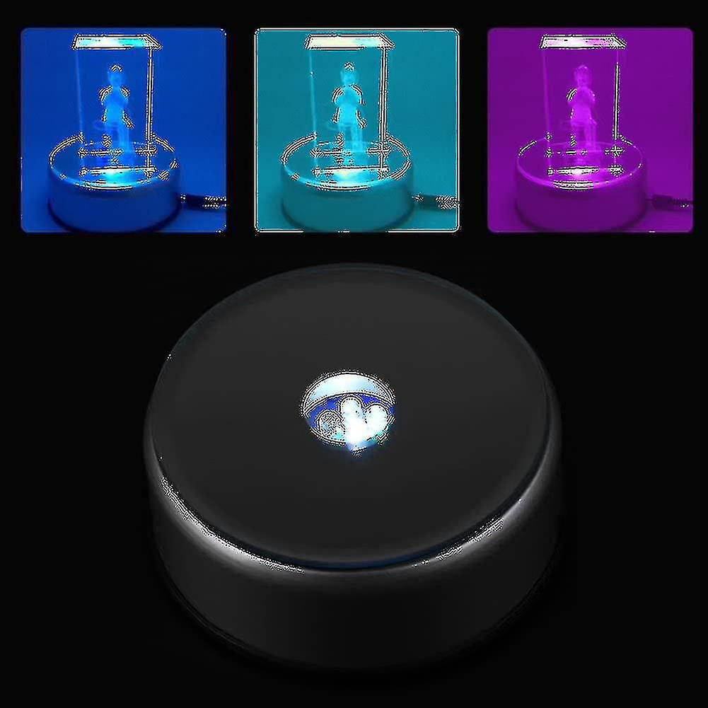 Led Colorful Light Rotating Crystal Display Base Stand Holder With Adapter