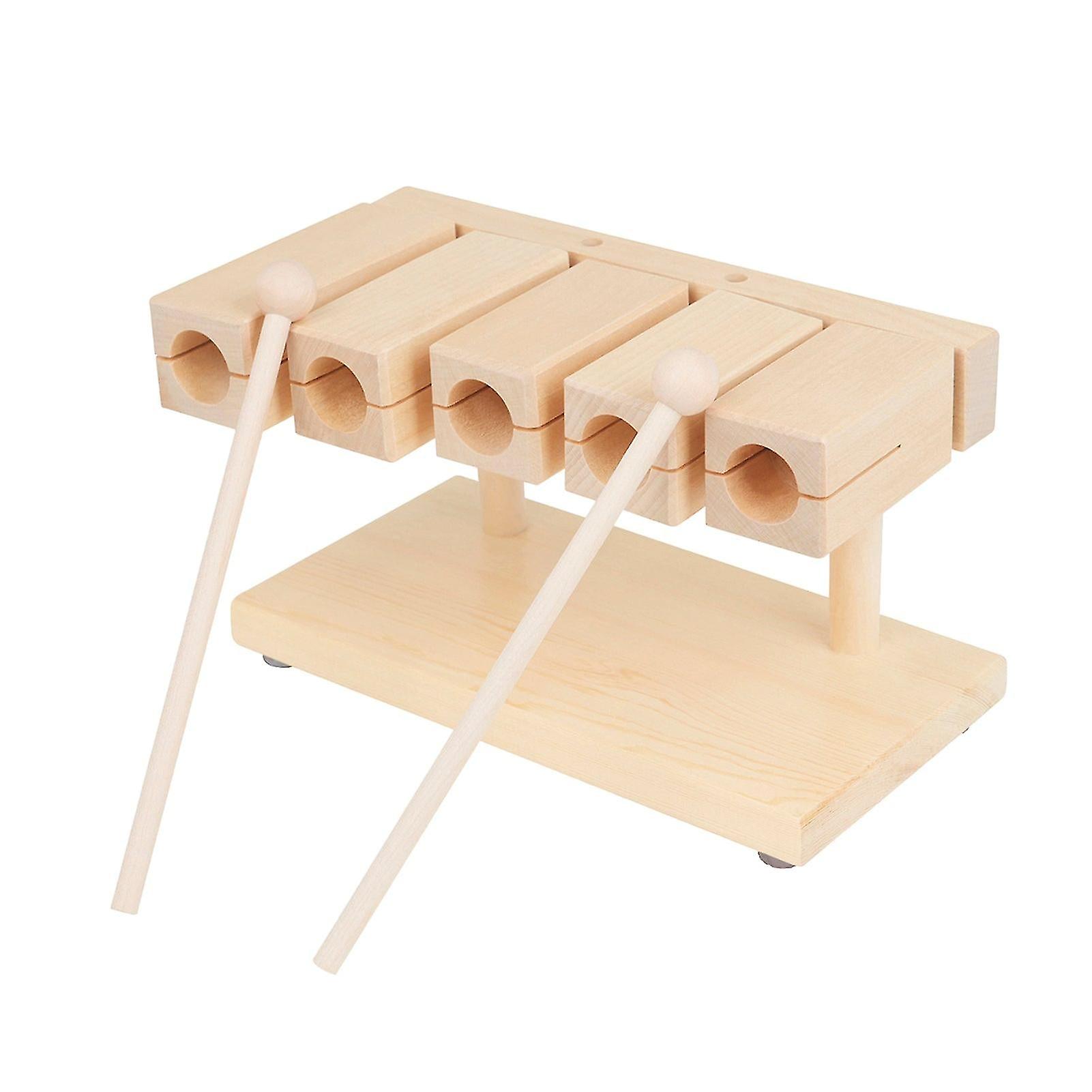 5 Tones Wood Rhythm Block Wooden Percussion Block With Mallet Musical Percussion Instrument For Yoga Preschool Education