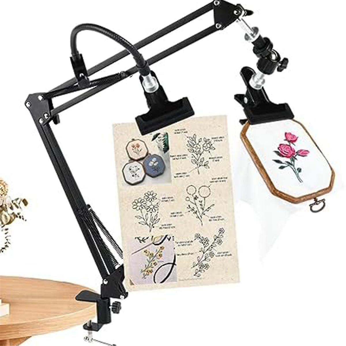 Embroidery Hoop Stand: 360 ρυθμιζόμενη μεταλλική βάση στεφάνης κεντήματος για ράψιμο χειροτεχνίας