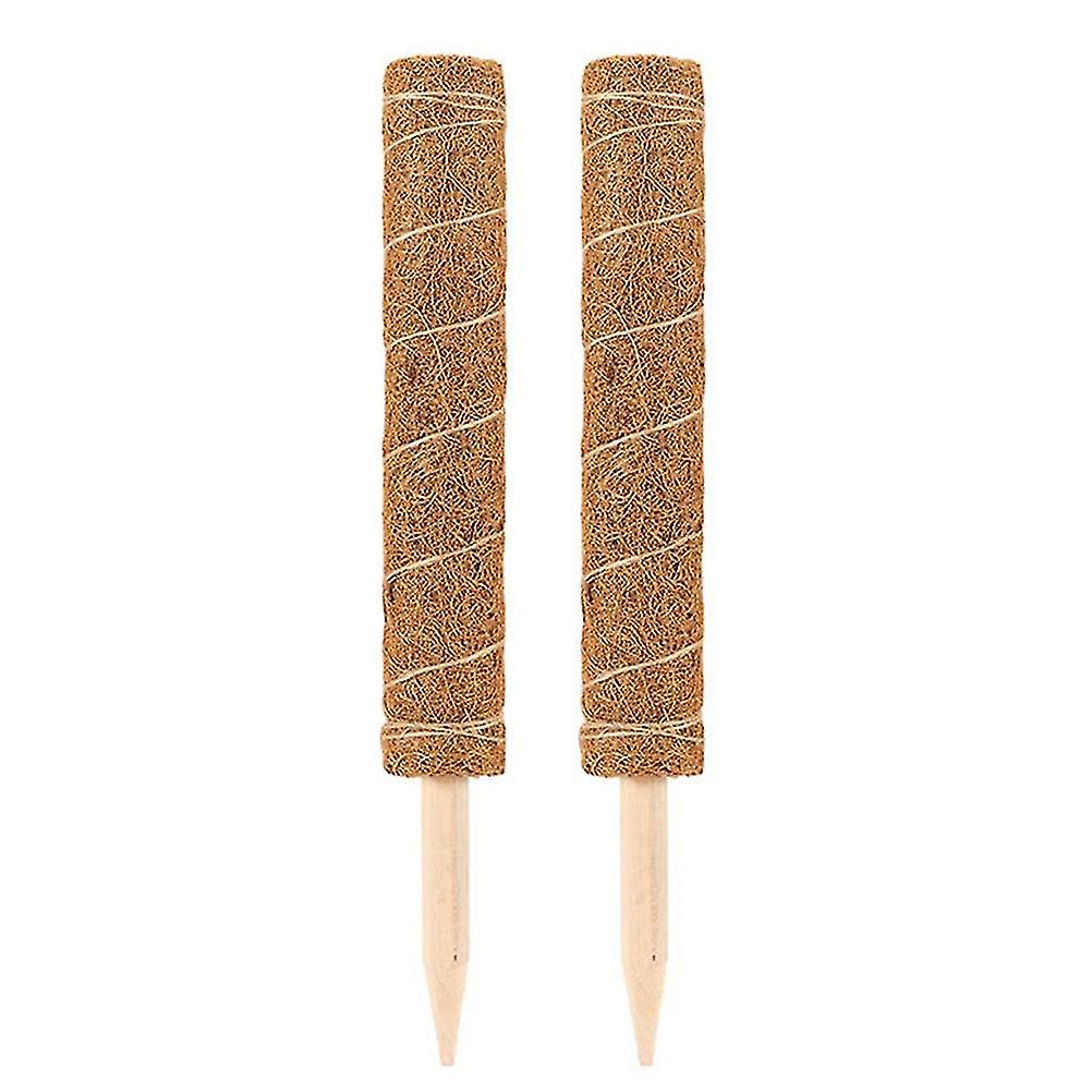 2-Pack 50cm Coir Moss Poles with Hollow Design & Pointed Base, Made from Coconut Shell