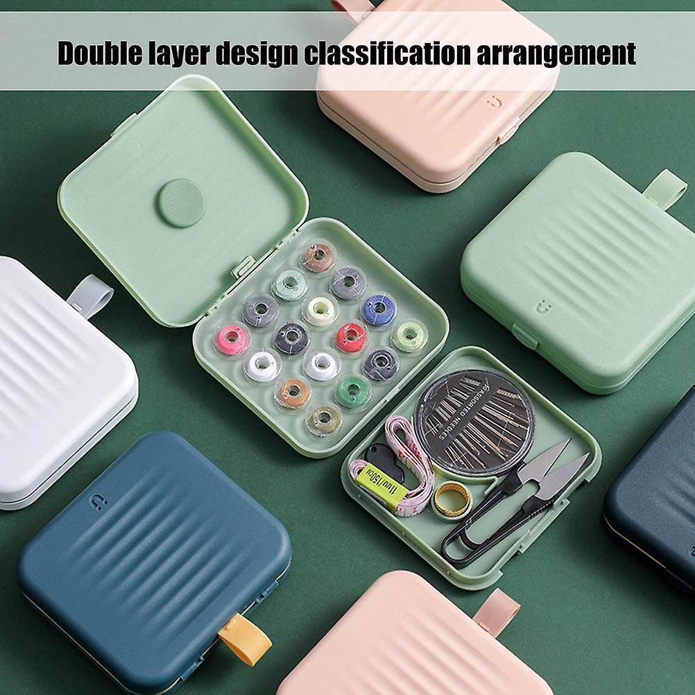 Travel Home Small Magnetic Sewing Box Sewing Thread Needle Threader Scissors Kit
