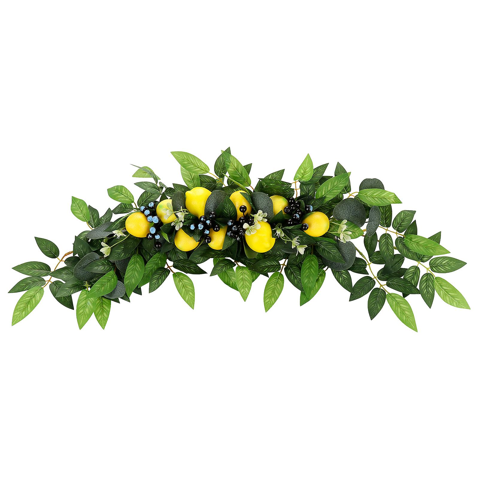 Lemon Berry Flower Swag Artificial Lemons Decorative Wreath Front Door Table Ornaments Wall Rattan Wreaths