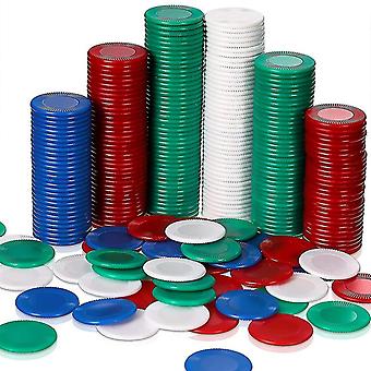 400 Stück Plastik Pokerchips Spielchips 4 Farben Zählerkarte zum Spielen Zählen Bingo Spielchips Karte, 3