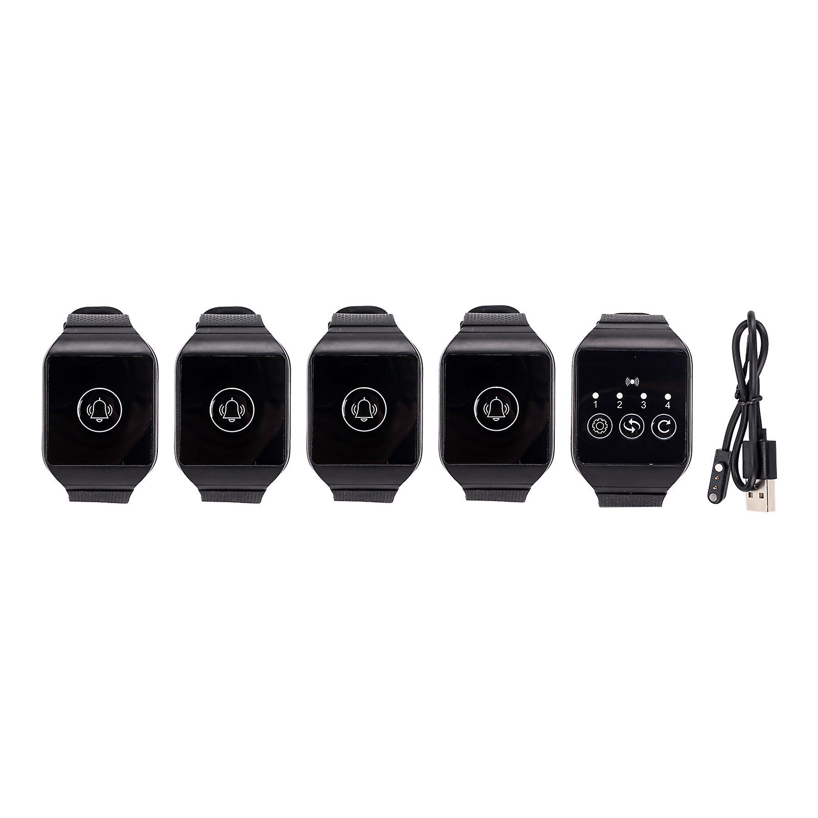 Wireless Wrist Pager Multipurpose IPX7 Waterproof 433.92MHz Watch Pager for Restaurant Paging System 4 for 1