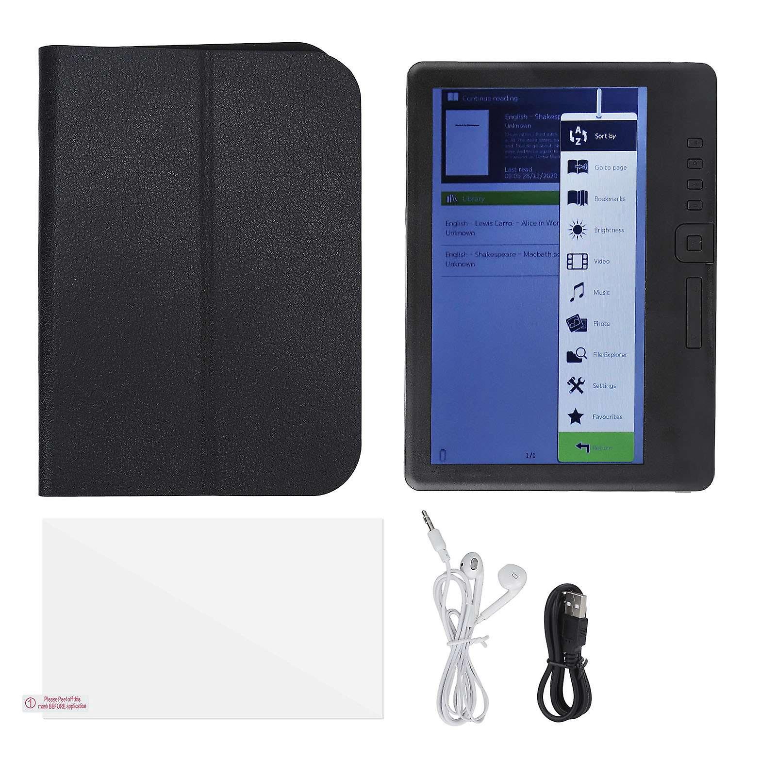 7in Color E Reader TFT LCD HD 800x480 Screen 4GB, Portable Digital Book Reader with Black Protective Case, Supports EPUB PDF TXT