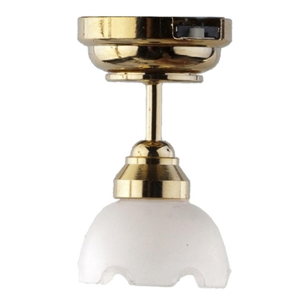 Dolls House Frosted Pie Crust Ceiling Light Miniature 1:12 Led Battery Lighting