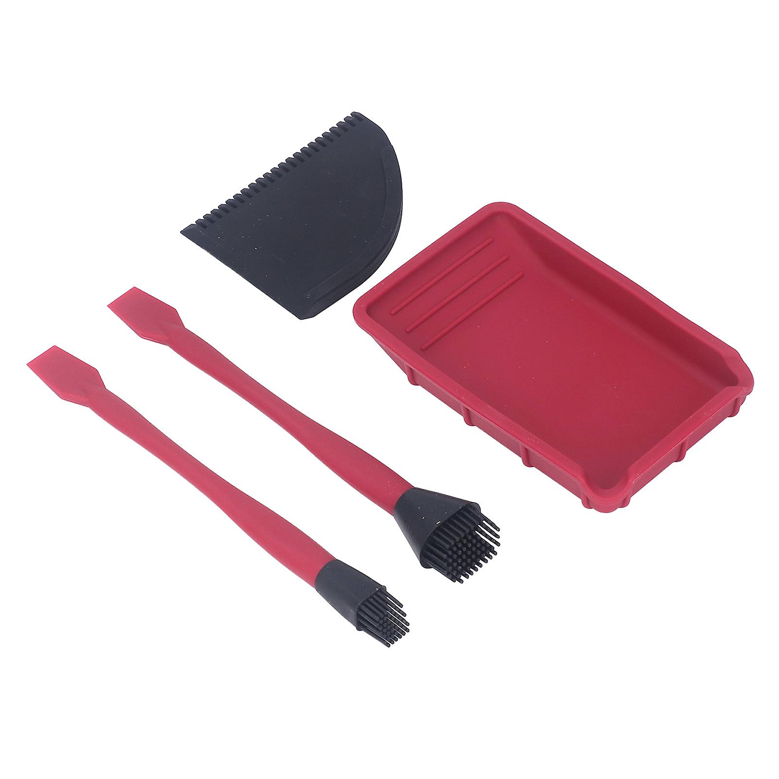 4Pcs Silicone Glue Kit 2 Brush 1 Comb and 1 Tray Uniform Application Silicone Glue Applicator Set for Woodworking