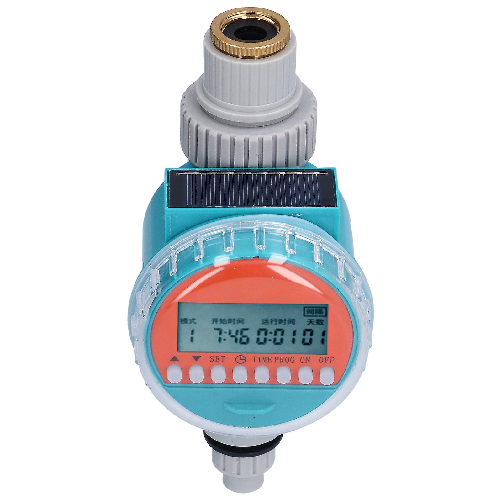 G1‑1/4 LCD Water Timer Automatic Spraying Watering Sprinkler Timer with Solar Panel for Balcony Courtyard
