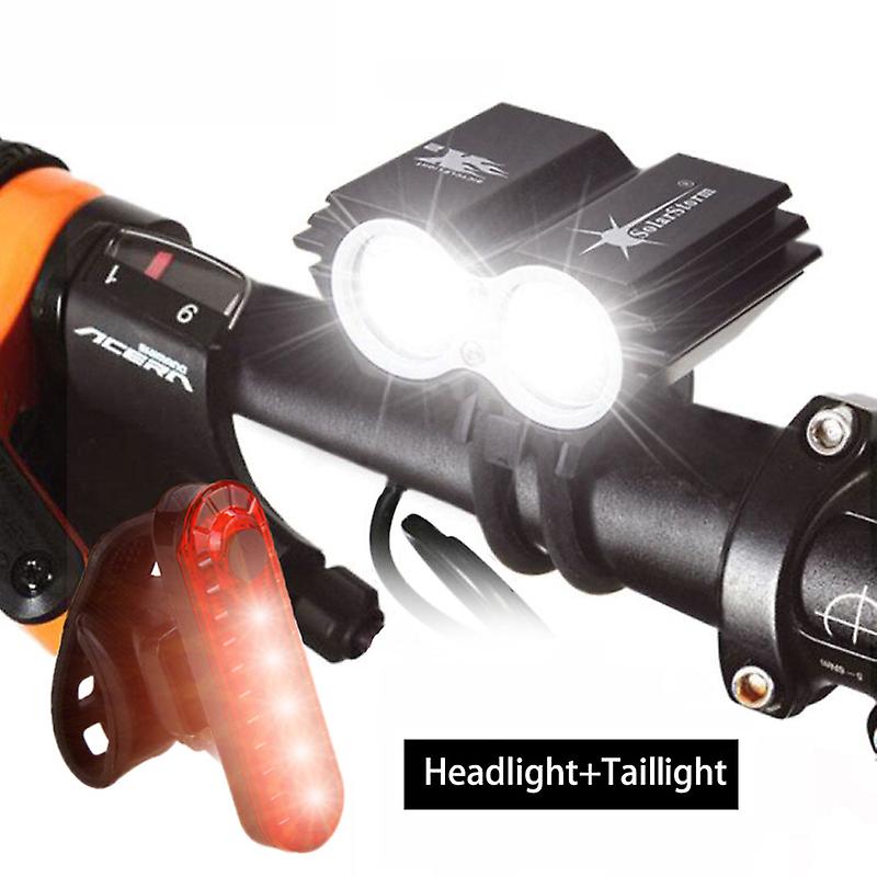 Solarstorm 6000lm 2x Led Ön Bisiklet Lambası Bisiklet Far Far 18650 Pil Ve Şarj Cihazı ile