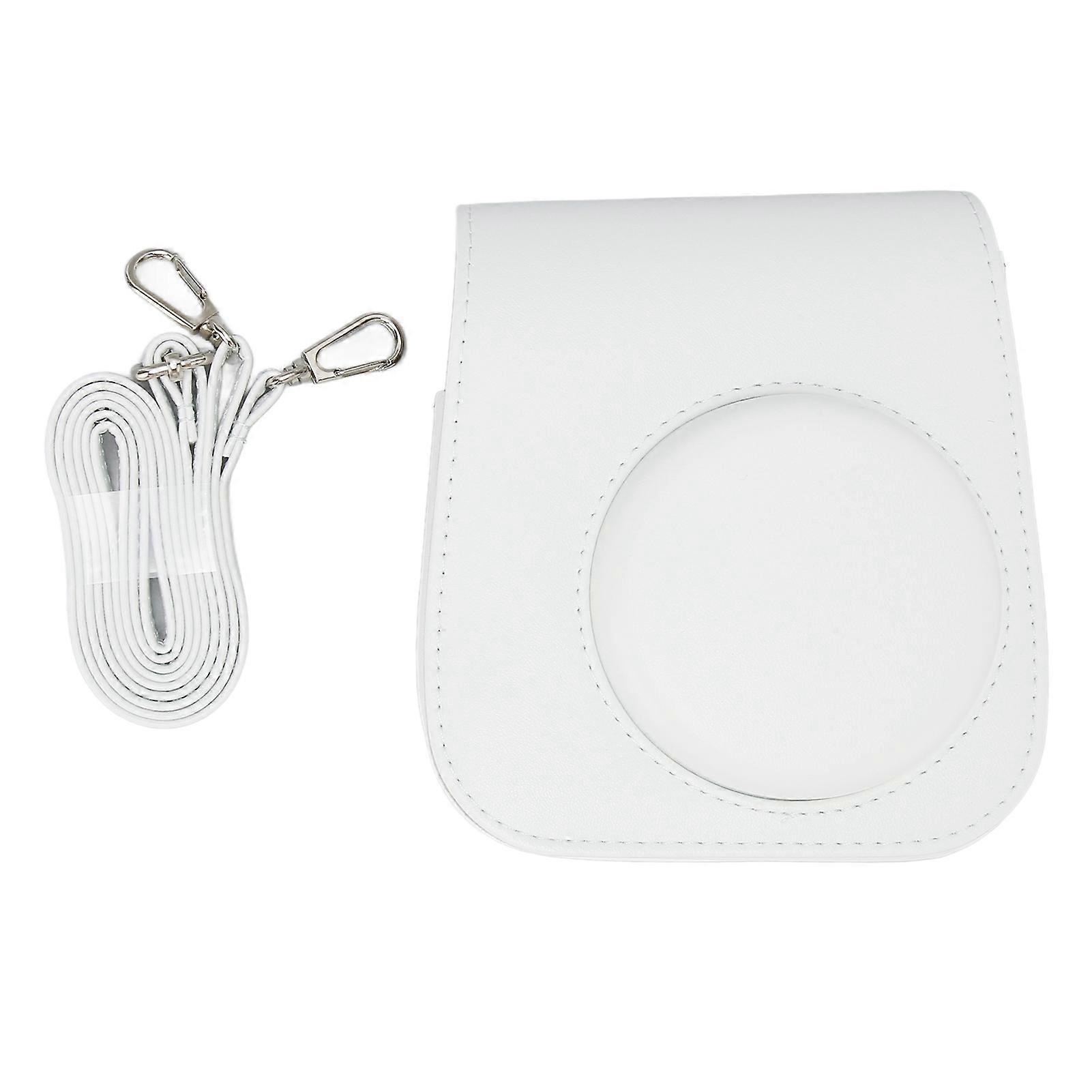 Protective Camera Case Pu Leather Pure Color Camera Carrying Bag With Adjustable Strap For Camping Travel White