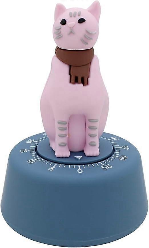 Timer Cat Shaped Mechanical Kitchen Timer(Pink)