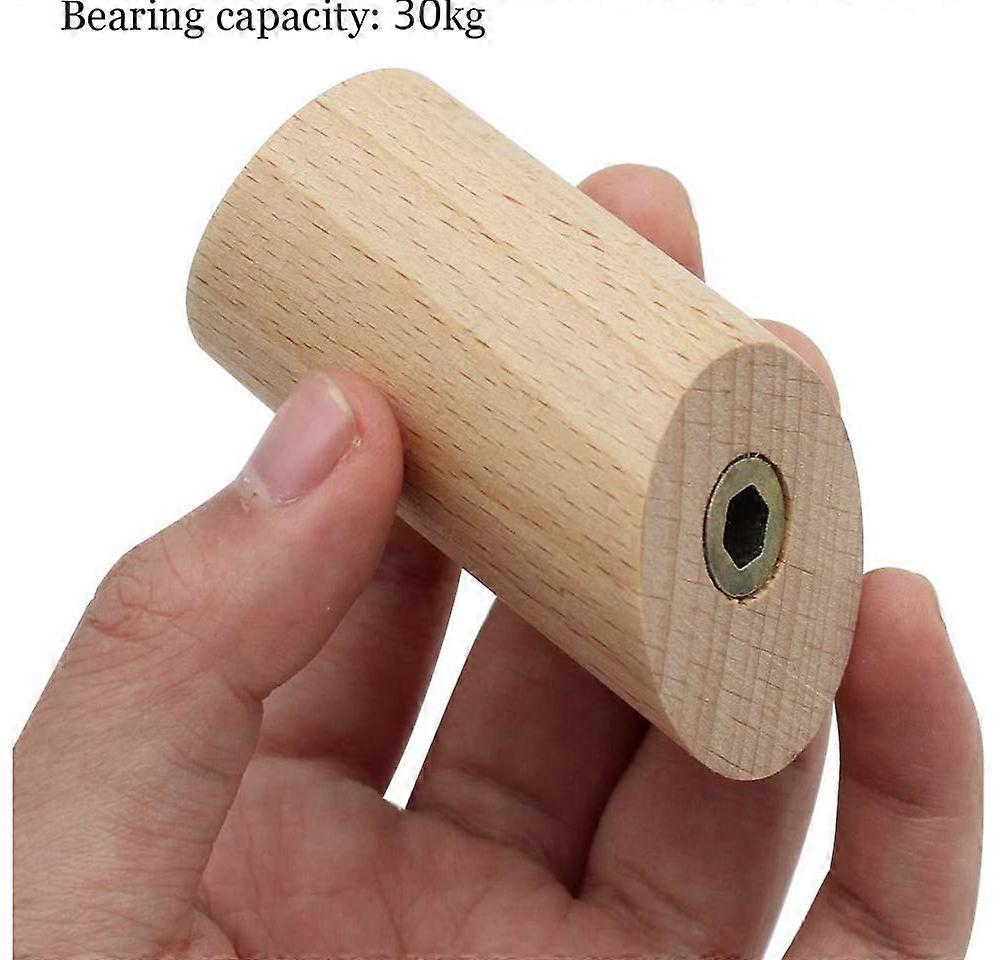 Set of 6 Beech Wood Wall Hooks 3x6cm Cylinder Hook