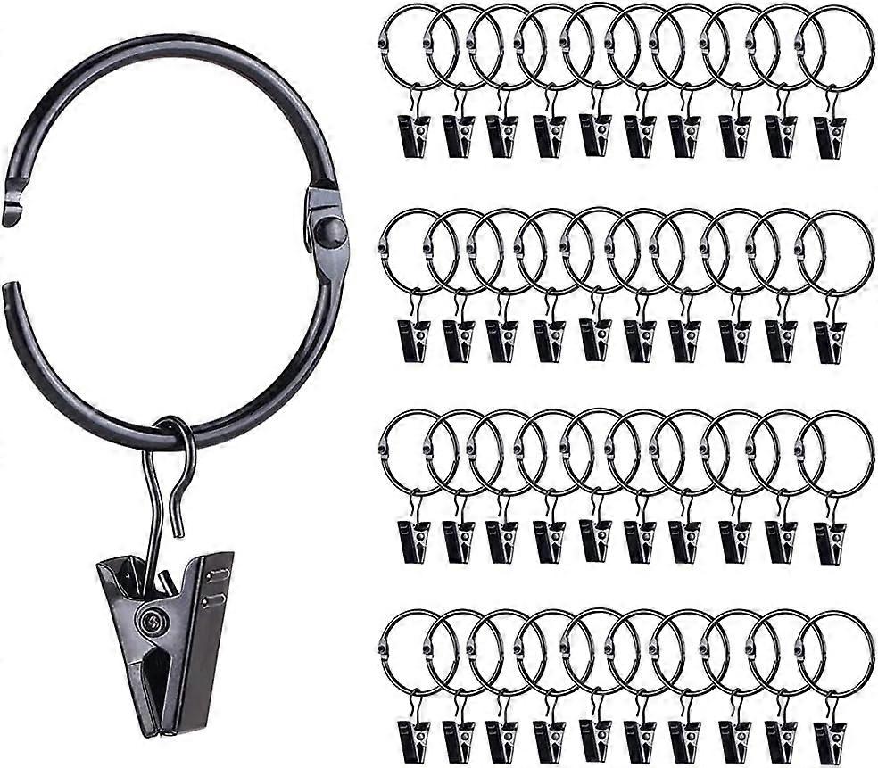 42 Pack Openable Curtain Rings with Clips, 1 Inch Inner Diameter, Rust Resistant Vintage Decorative Drapery