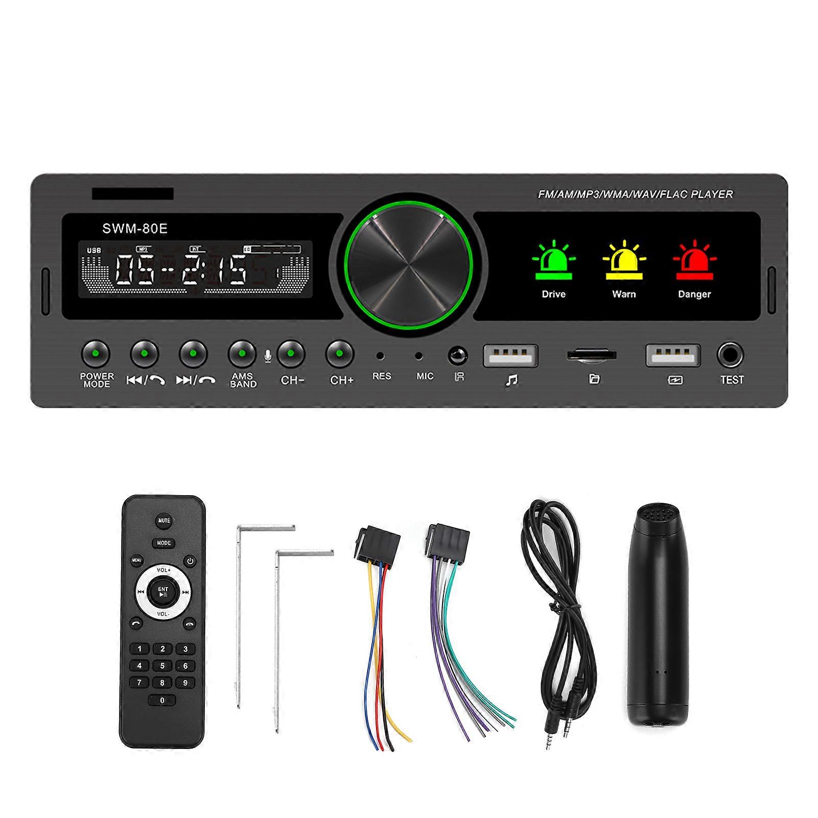 1DIN Car Radio Receiver FM/AM MP3 Player with Alcohol Tester Bluetooth5.0 60W 12V E2U711