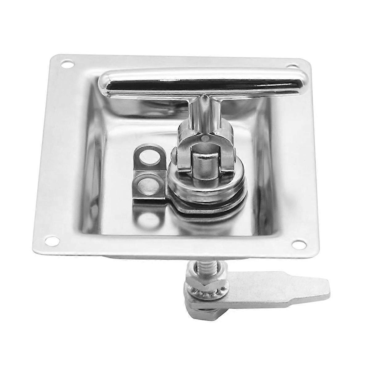 For RV Stainless Steel Panel Lock T-Shaped Folding Handle Door Lock Square Tool Lock Embedded Lock RV Accessories