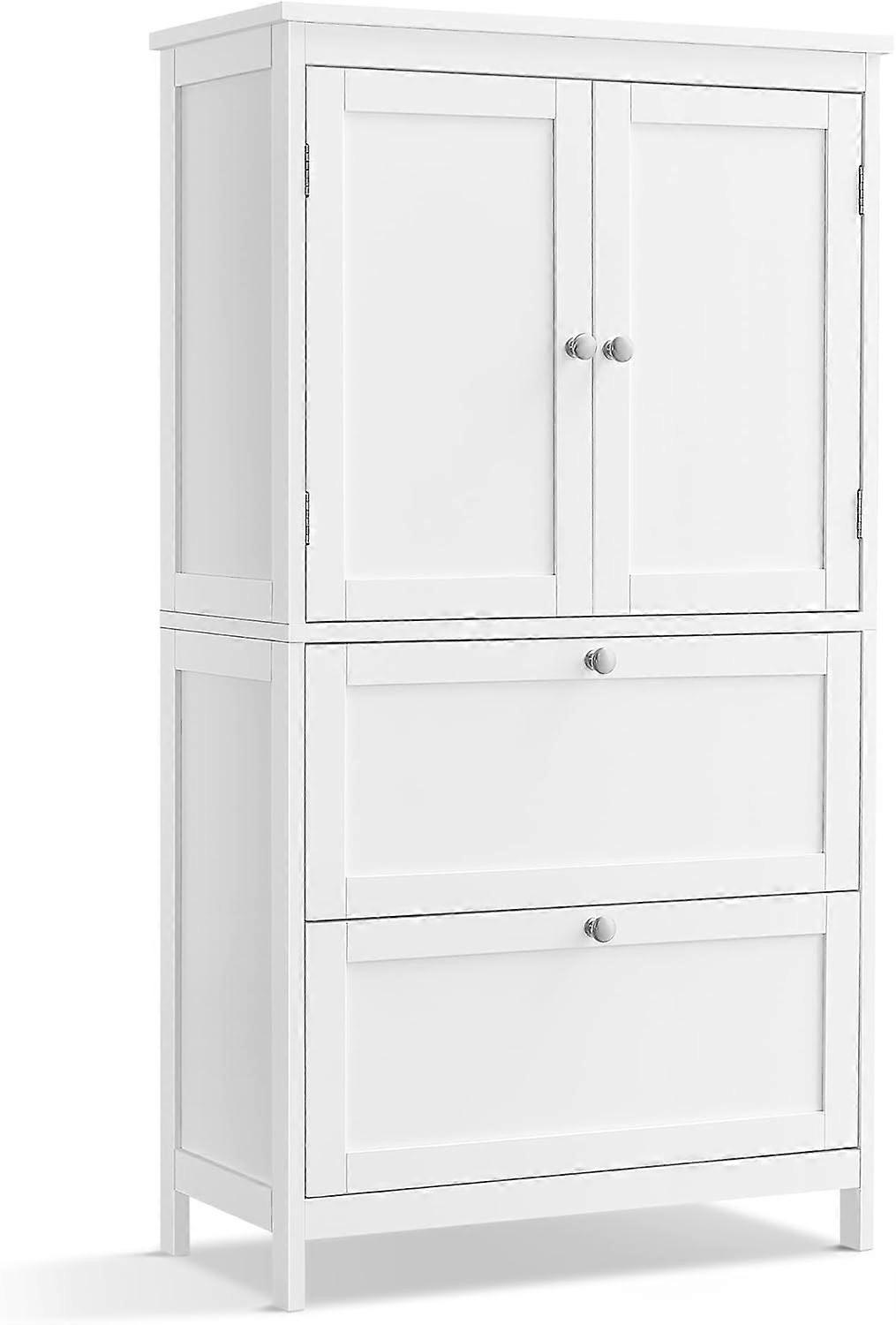Armoire de salle de bain blanche avec étagères et tiroirs réglables