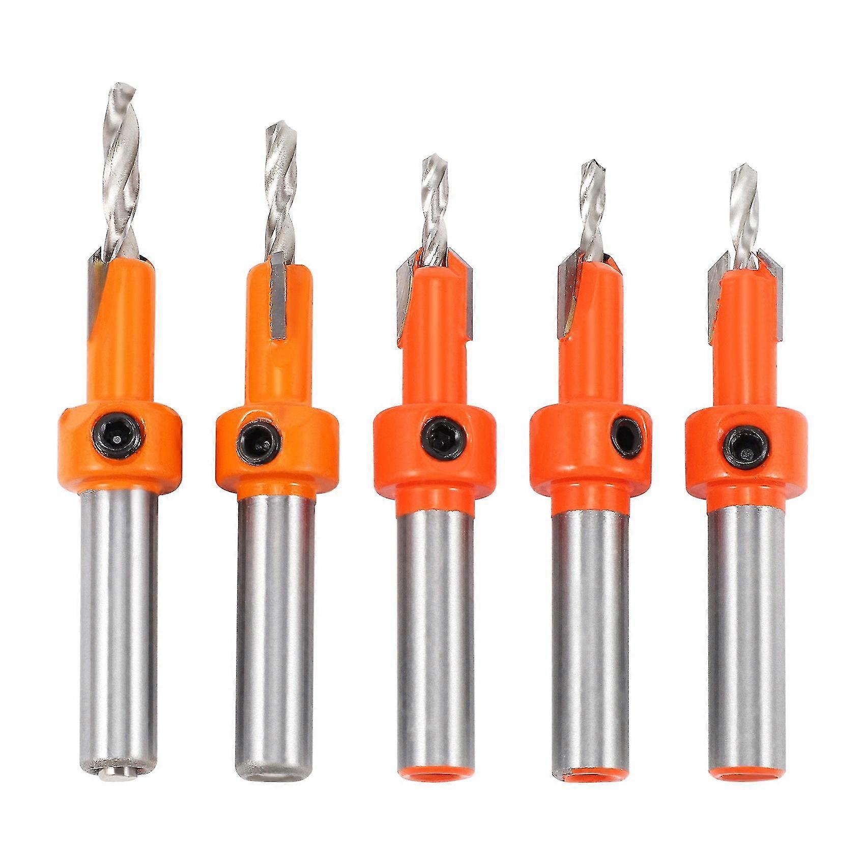 5Pcs Wood Hole Drill Bit,8MM Shank Countersink Drill Bit Router Bit