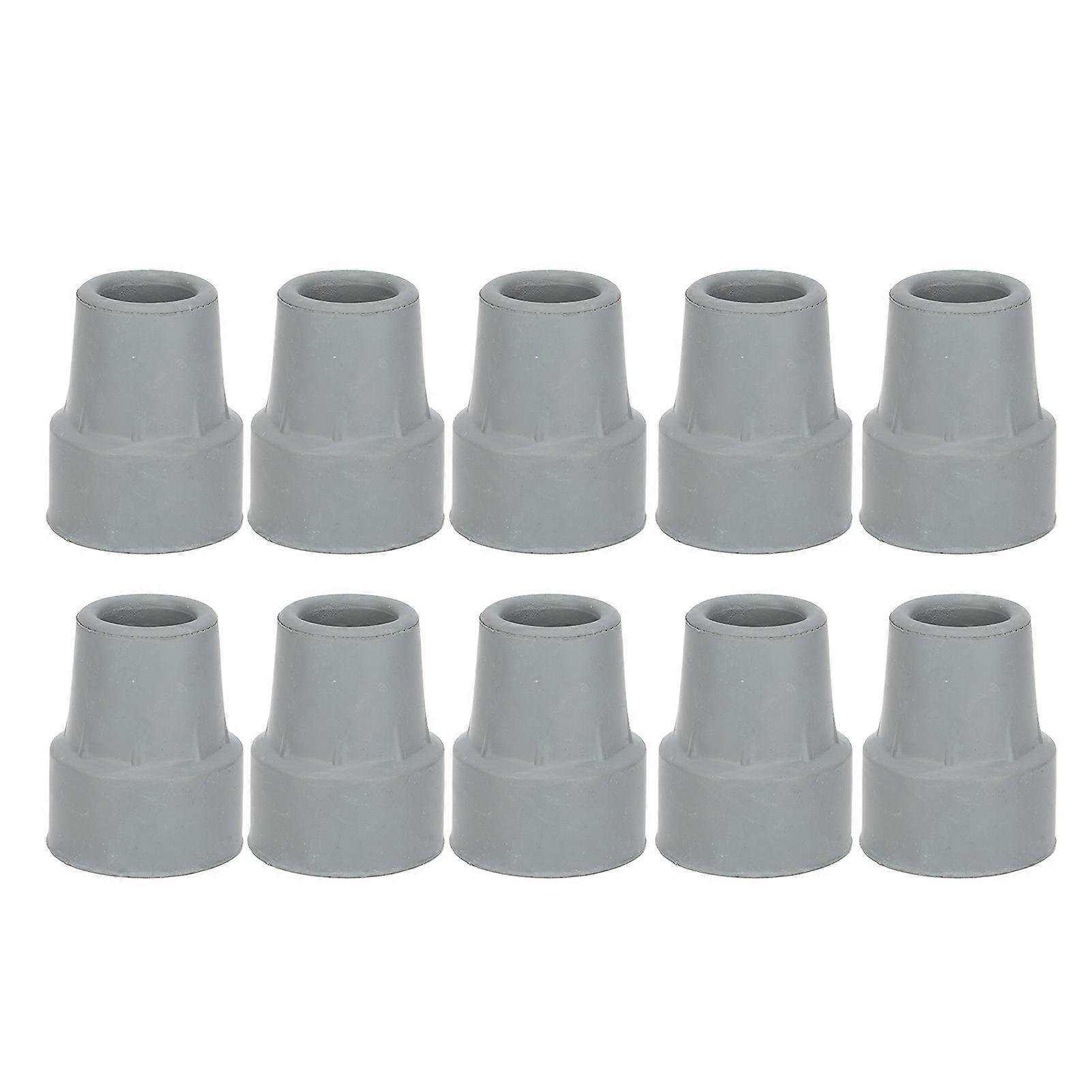 10pcs Rubber Crutch Tip Set Professional Portable Gray Walking Cane Tip Accessory For Elderly 0.7 Inch