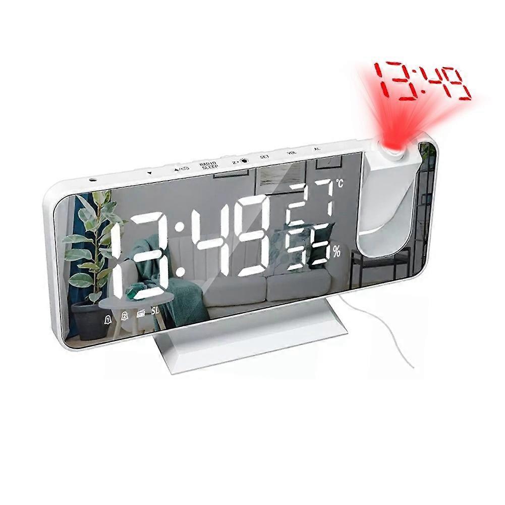 LED Digital Projection Alarm Clock Electronic Alarm Clock with Projection FM Radio Time Projector Bedroom Mute Clock A