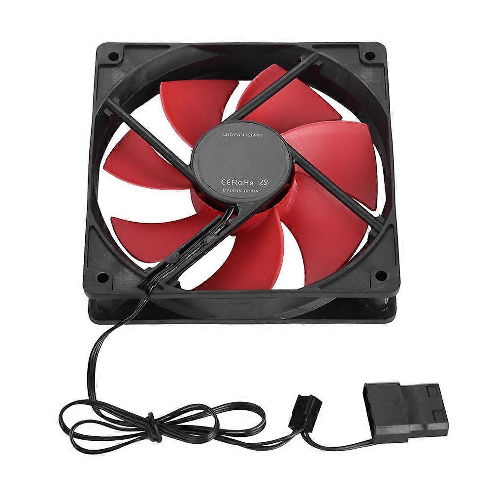 120mm PC Computer Case 12V DC Cooling Fan Large 4PIN & Small 3PIN Interface Cooling Fan (Red)