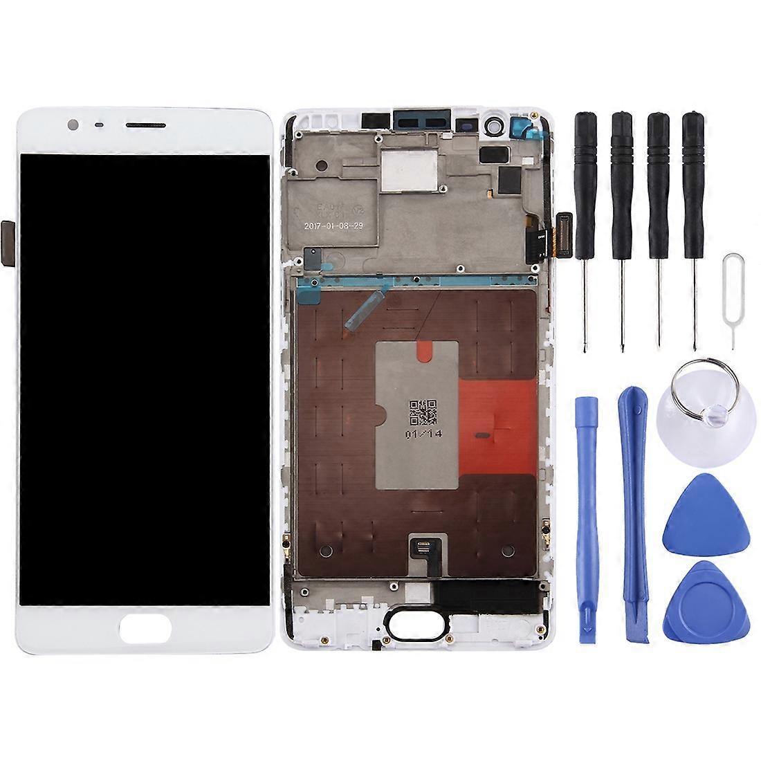OEM LCD Screen for OnePlus 3T Digitizer Full Assembly with Frame (White)