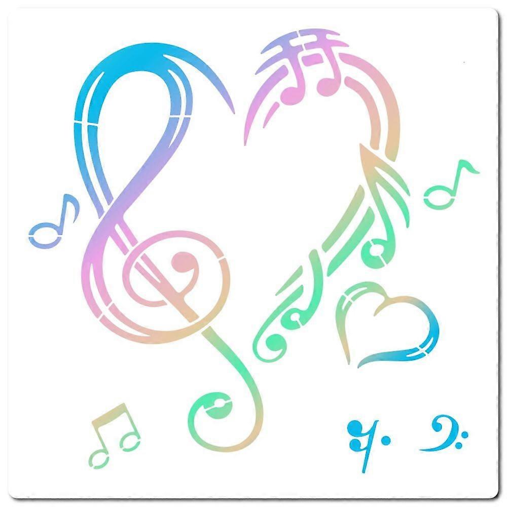 1pc Music Note Stencil Heart Templates Plastic Drawing Painting Stencils Templates for Painting on Scrapbook Card Wood Floor Wall Fabric Tile Canvas C