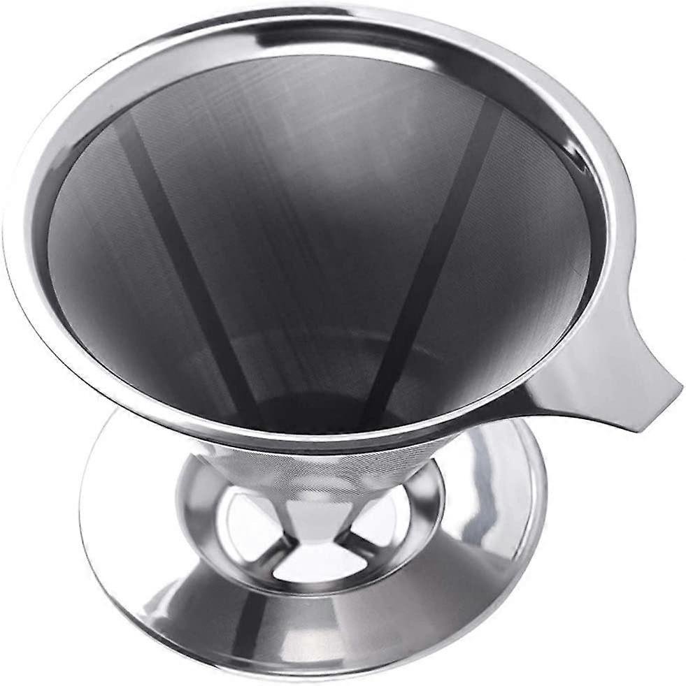 Wiederverwendbare Edelstahl Kaffeefilter Doppelschicht Mesh Filter Tasse Kaffeetropfer Handfilter Gesund Langlebig Leicht Reinigen, fr Familie, Bro, C