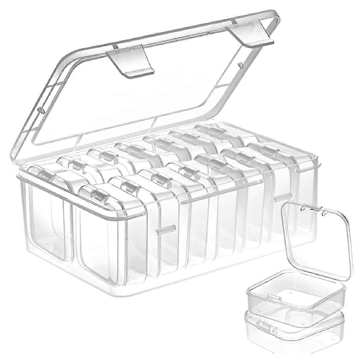 15Pieces Small Clear PP Beads Storage Container and Organizer Transparent Boxes with Hinged Lid for Jewelry