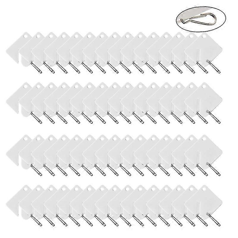 60x Acrylic Key Tags Numbered Key Identify Tags With Hook Key Ring Writable