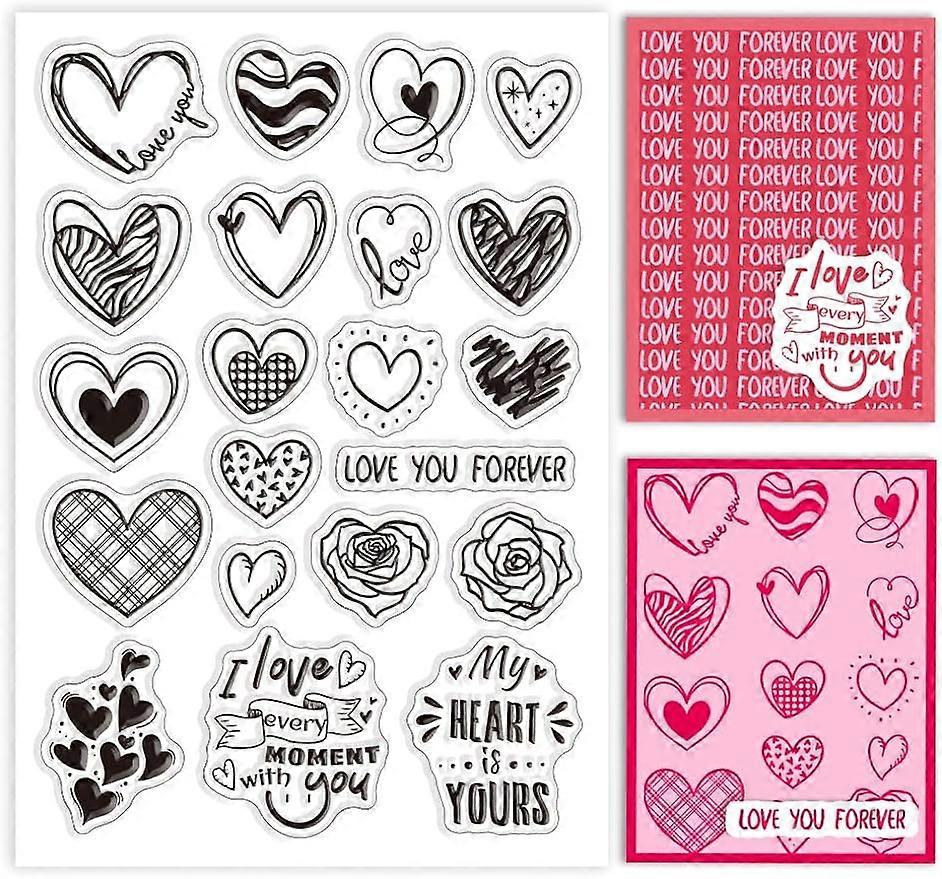 1 Foglio di Cuore Amore Silicone Timbro Trasparente