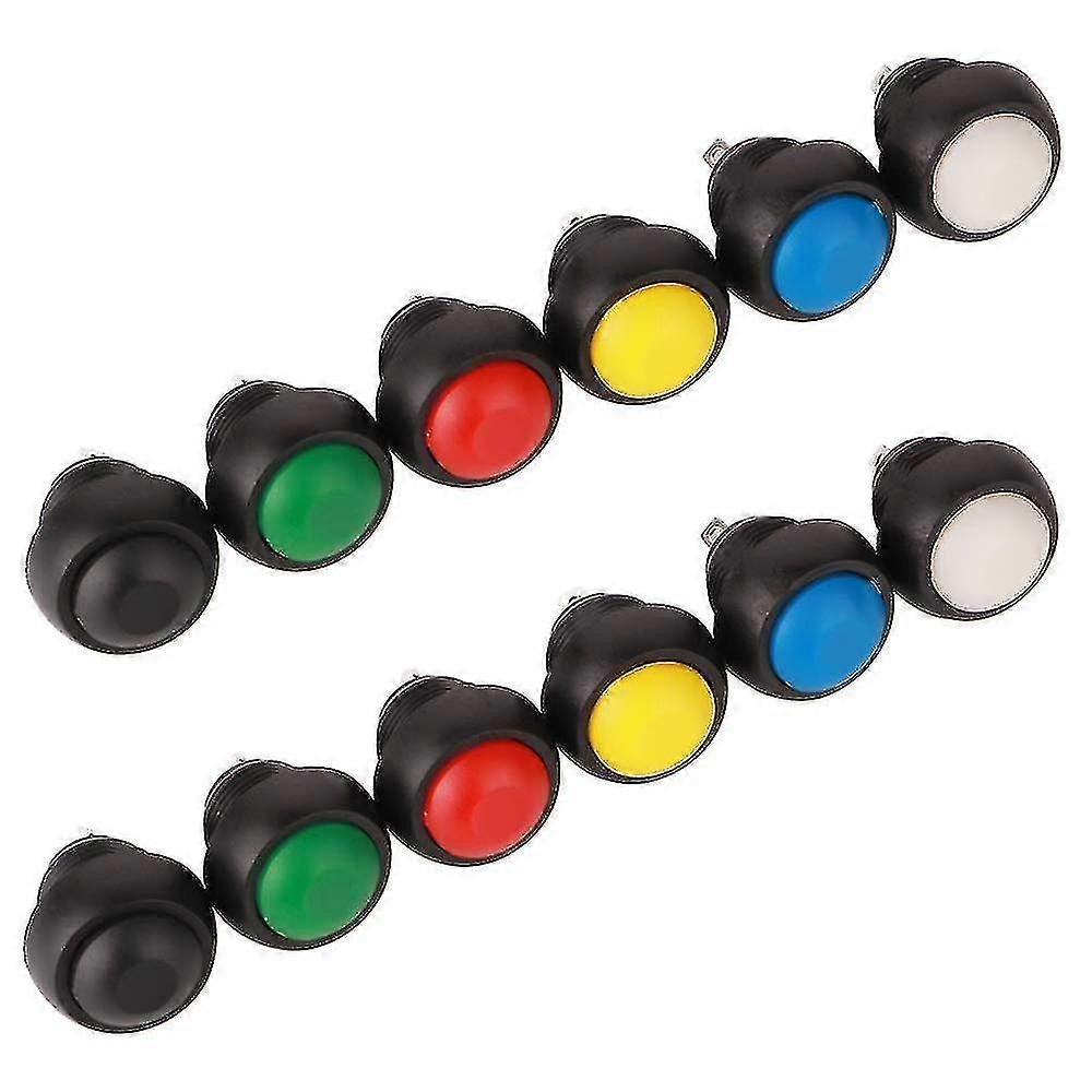 Pack Of 12 Mini Momentary Push Button Switches, 12 Mm Momentary Push Button, Mini Push Button, On-off Waterproof Push Button For Car, Boat, Ardui- ACG