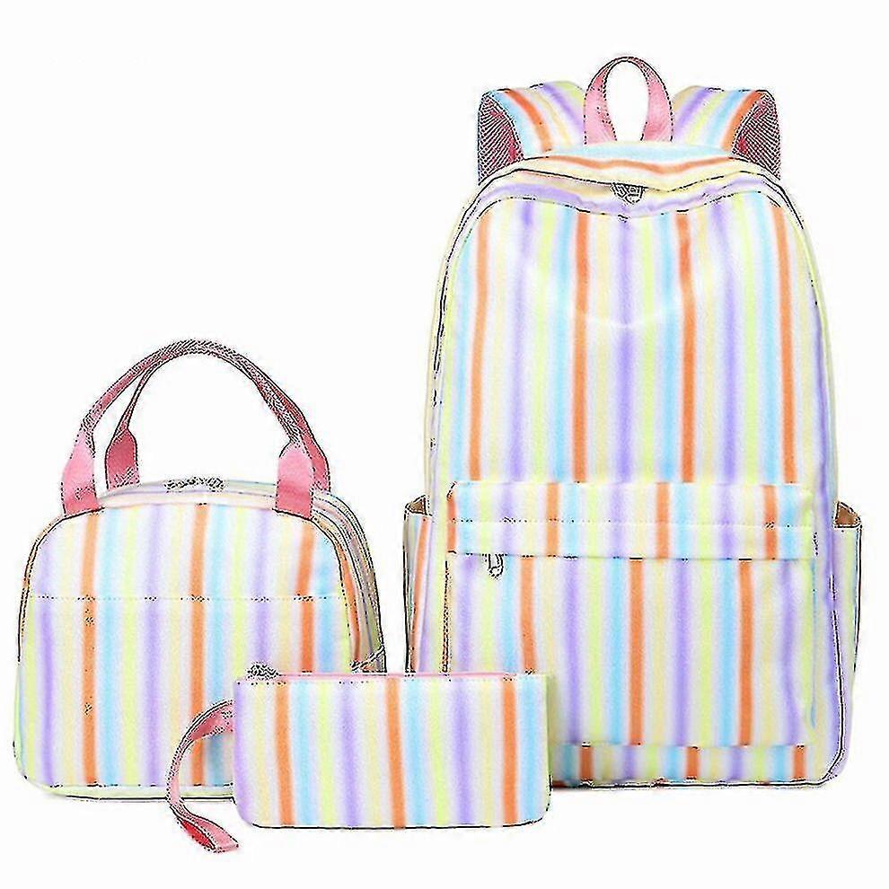 three-piece backpack female schoolbag waterproof large-capacity backpack