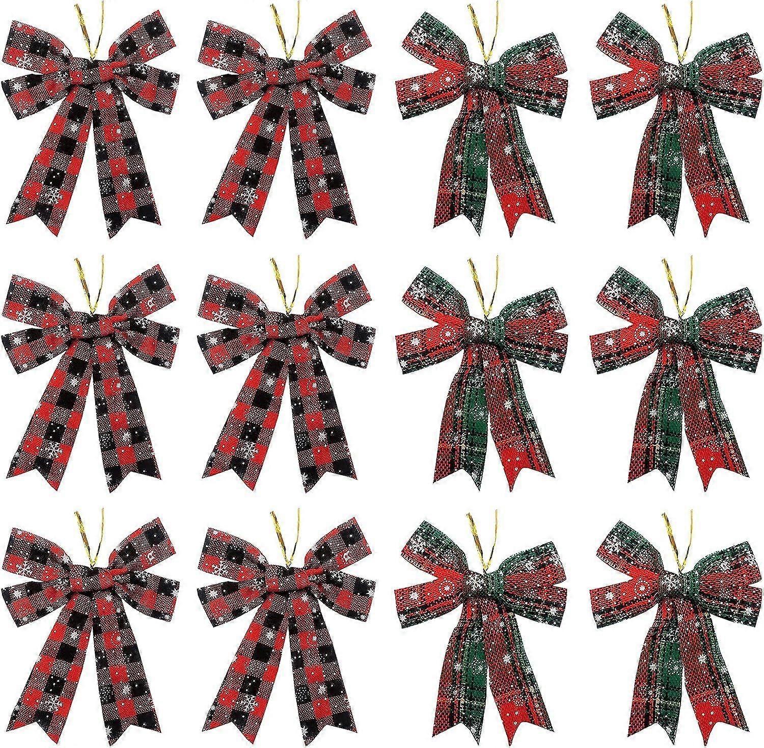 (NEWPATTERN)12 Stck Weihnachtsschleifen, Weihnachtsbaum-Schleifendekorationen