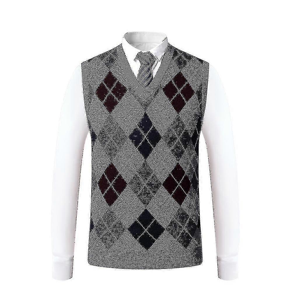 Herren Kaschmir Pullover Wollmischung Ärmelloser Strickpullover mit V-Ausschnitt