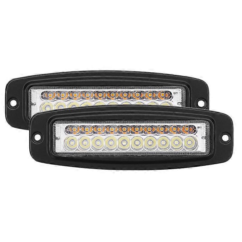 2X 7 Inch Dual-Color 100W Led Work Light Bar Flush Mount Driving Fog Lamp
