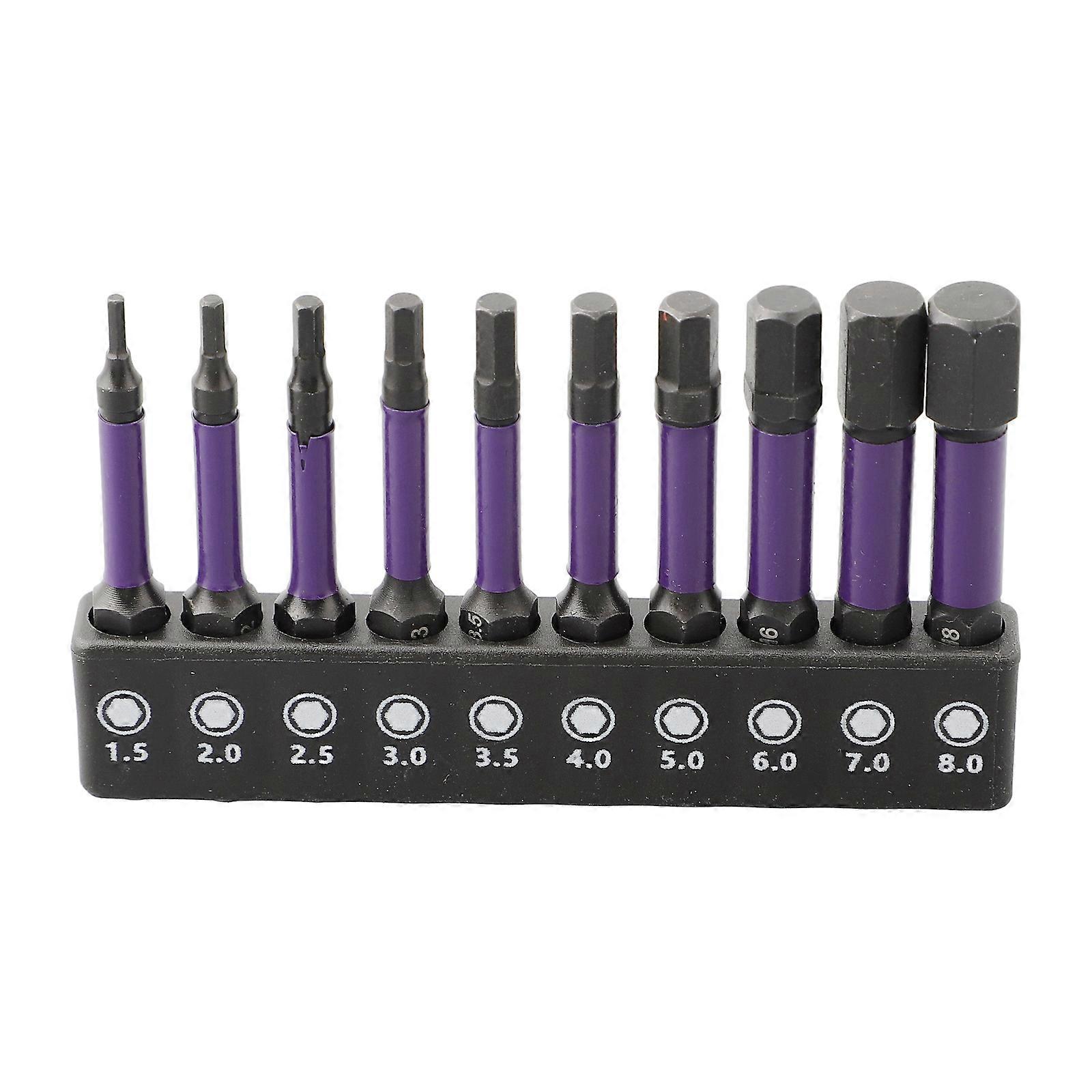 10Pcs Hex Head Screwdriver Bit Set Magnetic Batch Head 1/4 Shank Screwdriver Bit H15-H6 Pneumatic Screw Driver Wrench