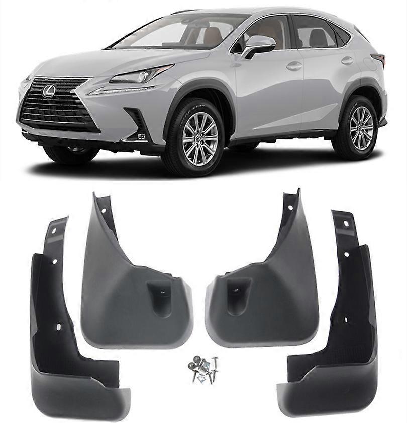 Genuine Front & Rear Splash Guards / Mud Flaps For 2018-2021 Lexus NX, NX300, NX300h - Black, OEM Style