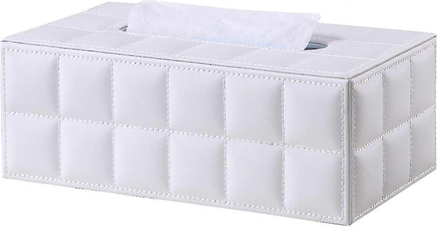 Rectangular Leather Tissue Box (white)
