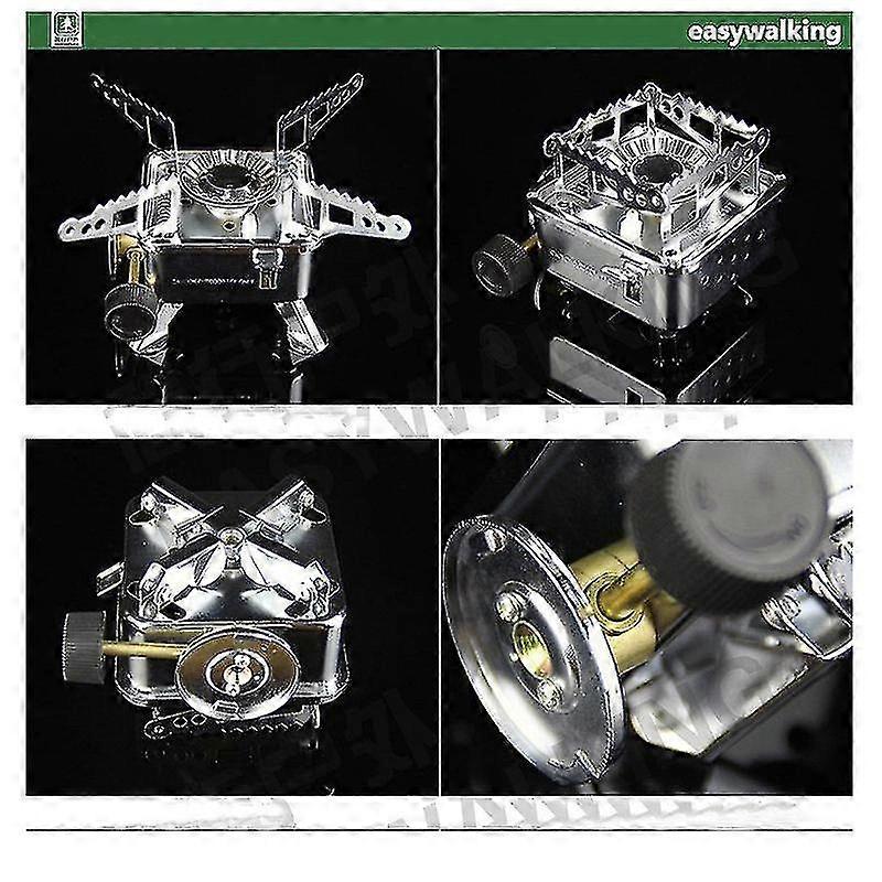 Folding Butane Cassette Stove - Magnetic Safety Valve, Automatic Lock, Stainless Steel (Khaki)