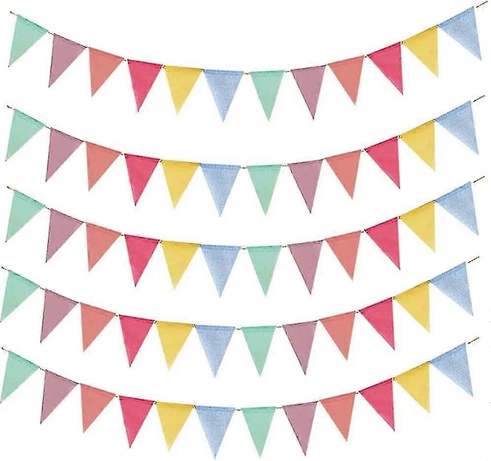 60 Pieces Multicolor Pennant Garland Fabric String Reusable Pennant Is Must Have