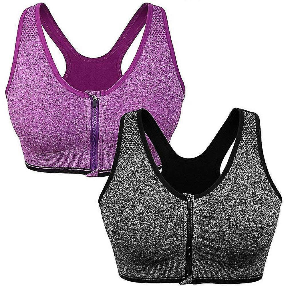 Women's Zip Front Sports Bra Wireless Post-surgery Bra Sports Bras