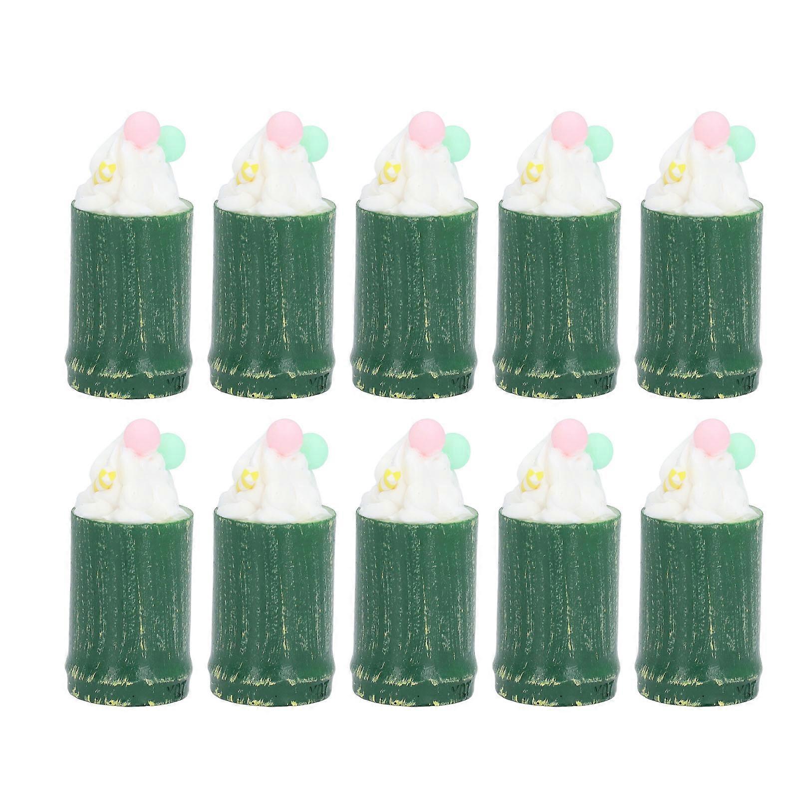 10Pcs Dollhouse Milk Tea Cup Model Realistic Simulation Bamboo Tube Miniature Ice Cream Cup for 1/12 Dollhouse Accessories Large Candy