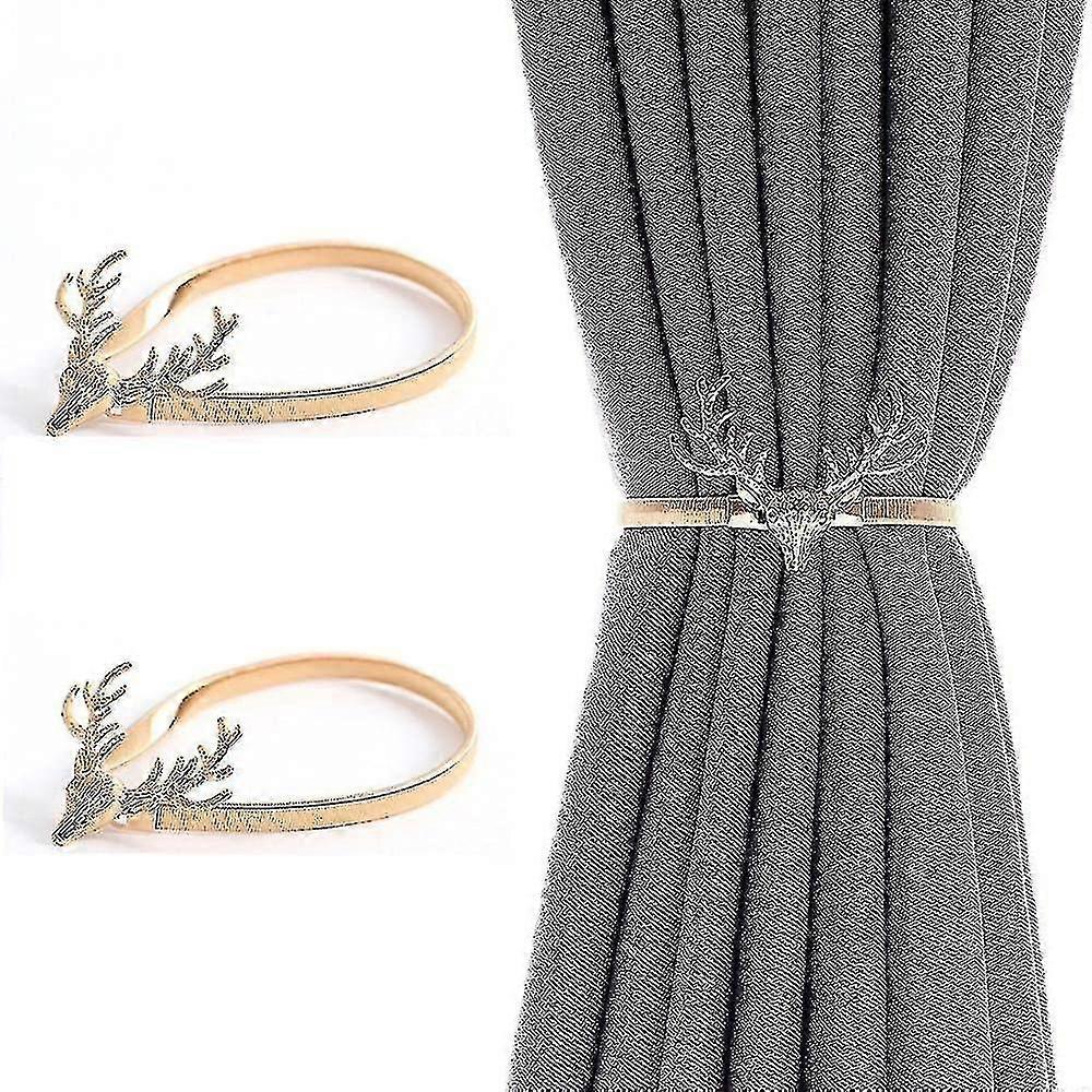 2 Pack Spring Rope Curtain Tiebacks - Curtain Clip Buckle Elk Rope Holdbacks Whbyv