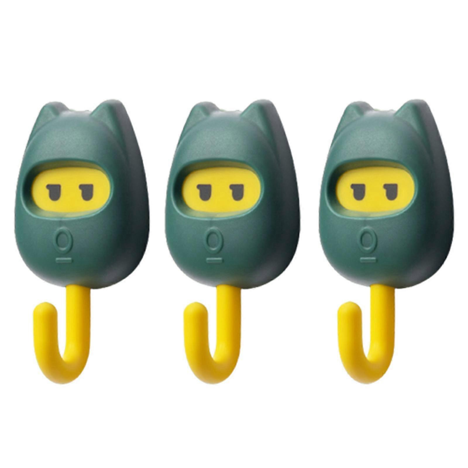 3pcs Large Cat Cute Expression Seamless Hook Strong Adhesive Punch-free Cute Innovative Home